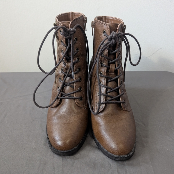 Call It Spring Brown Lace-Up Ankle Boots - Picture 2 of 7